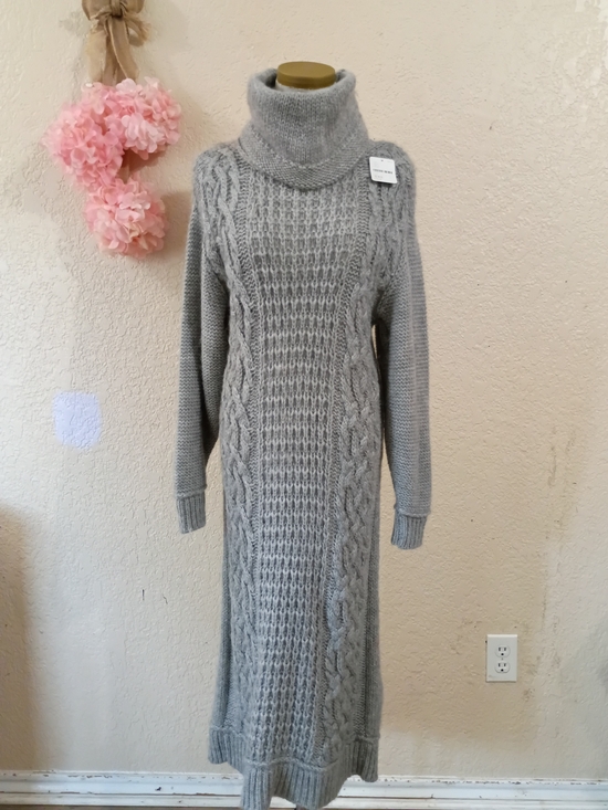 Free People Sweaters - Free People Cozy Cable-Knit Turtleneck Sweater Dress Gray XXS